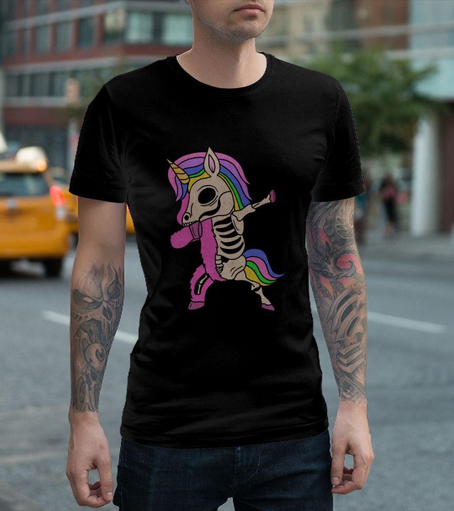 Unicorn Dabbing Rainbow Skeleton Zombie T-Shirt