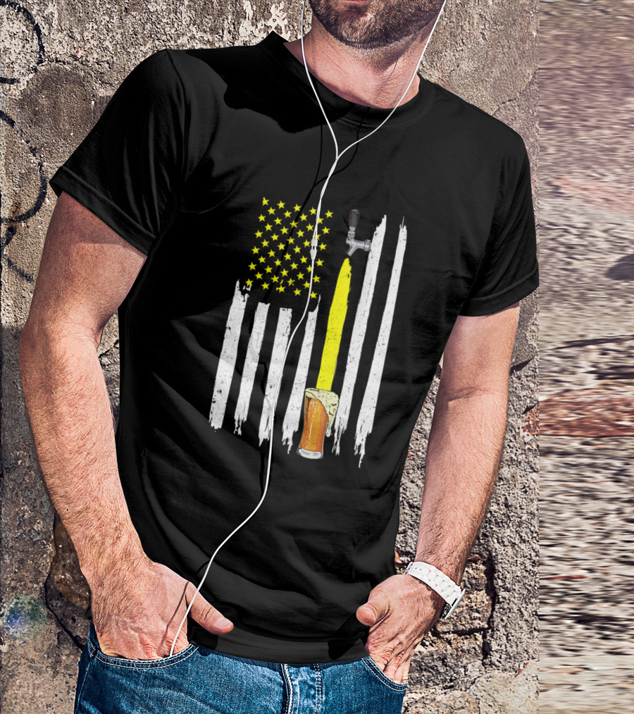 American Flag Beer Tap USA T-Shirt