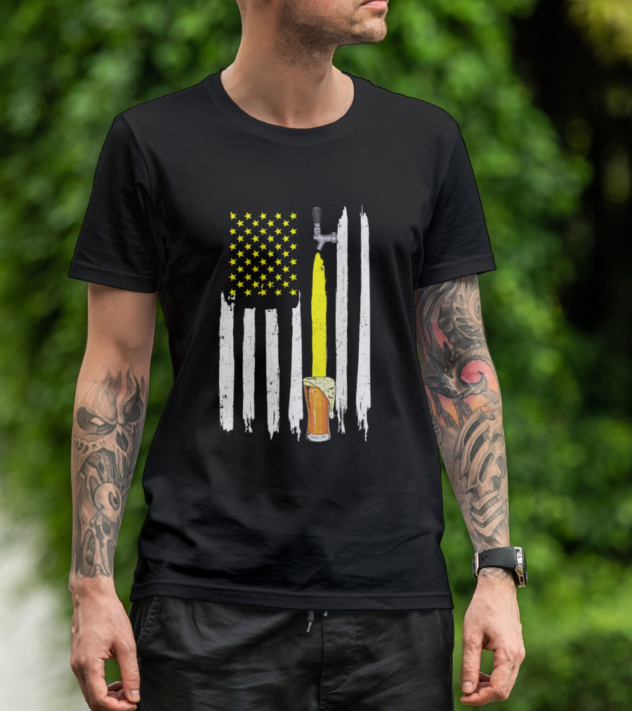 American Flag Beer Tap USA T-Shirt