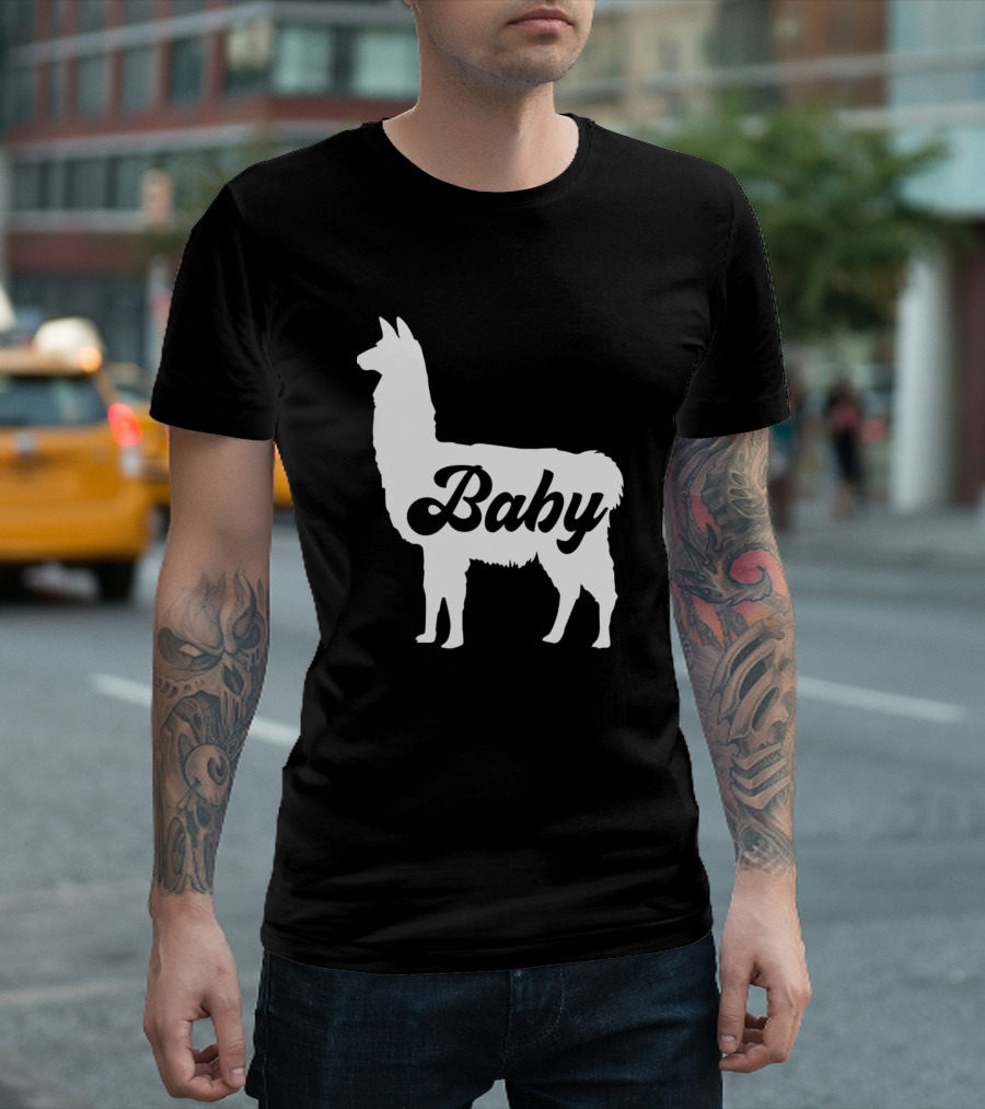 Baby Llama Silhouette R Family Love T-Shirt