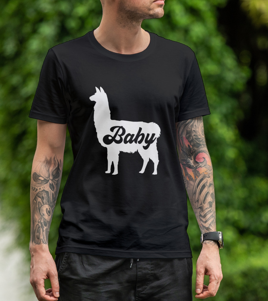 Baby Llama Silhouette R Family Love T-Shirt