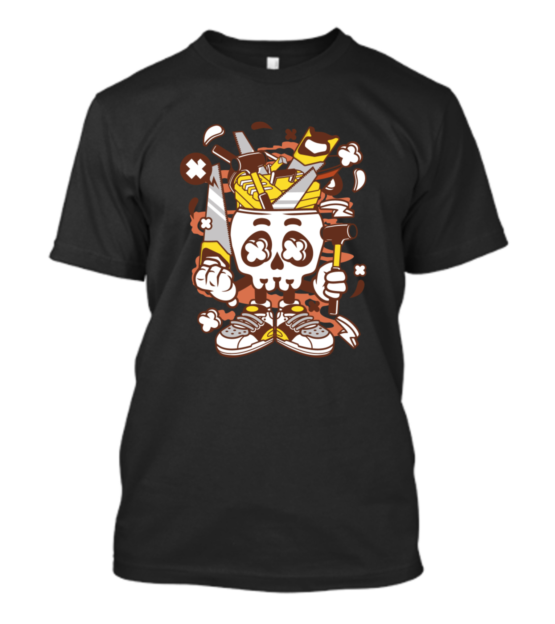 Carpentry Skull With Tools Inspired By Animated Characters Comics T-Shirt