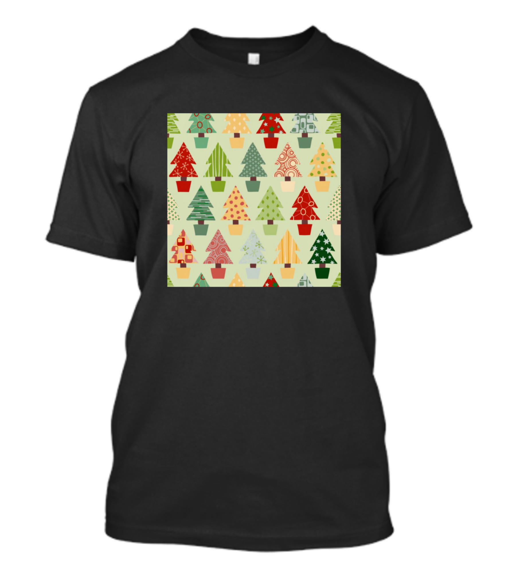 Festive Christmas Tree Patterns And Colors T-Shirt
