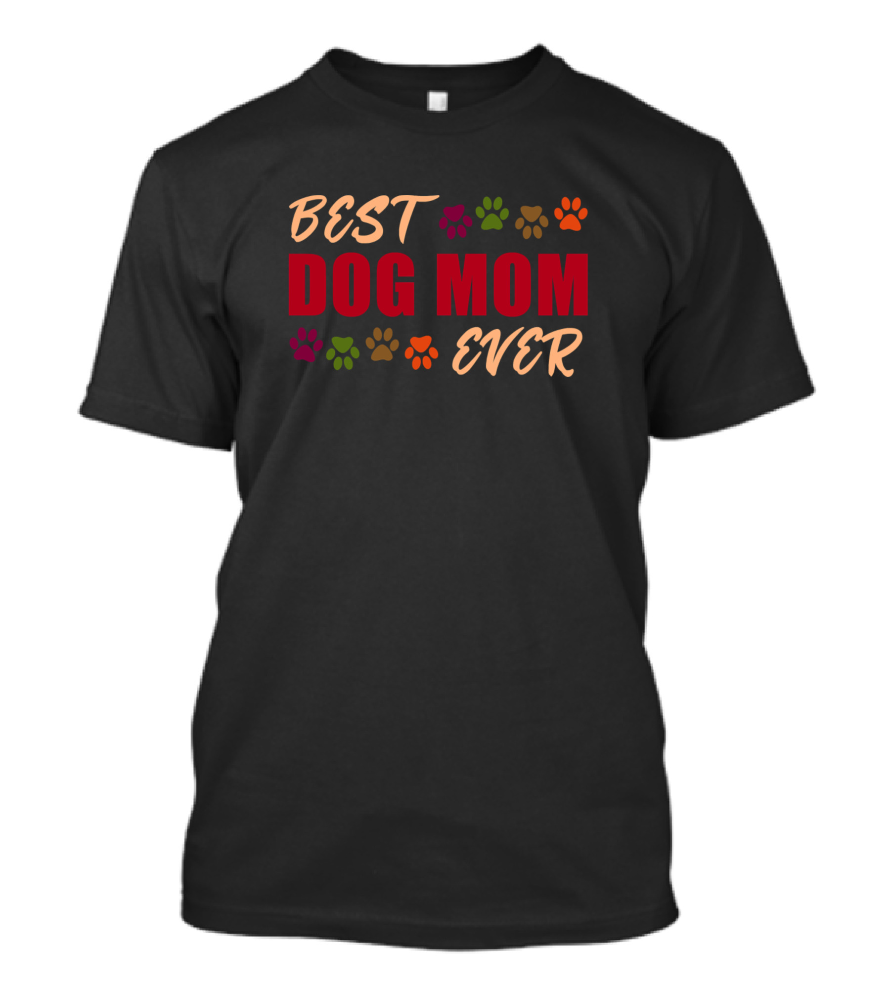 Best Dog Mom Ever Colorful Paw Prints T-Shirt
