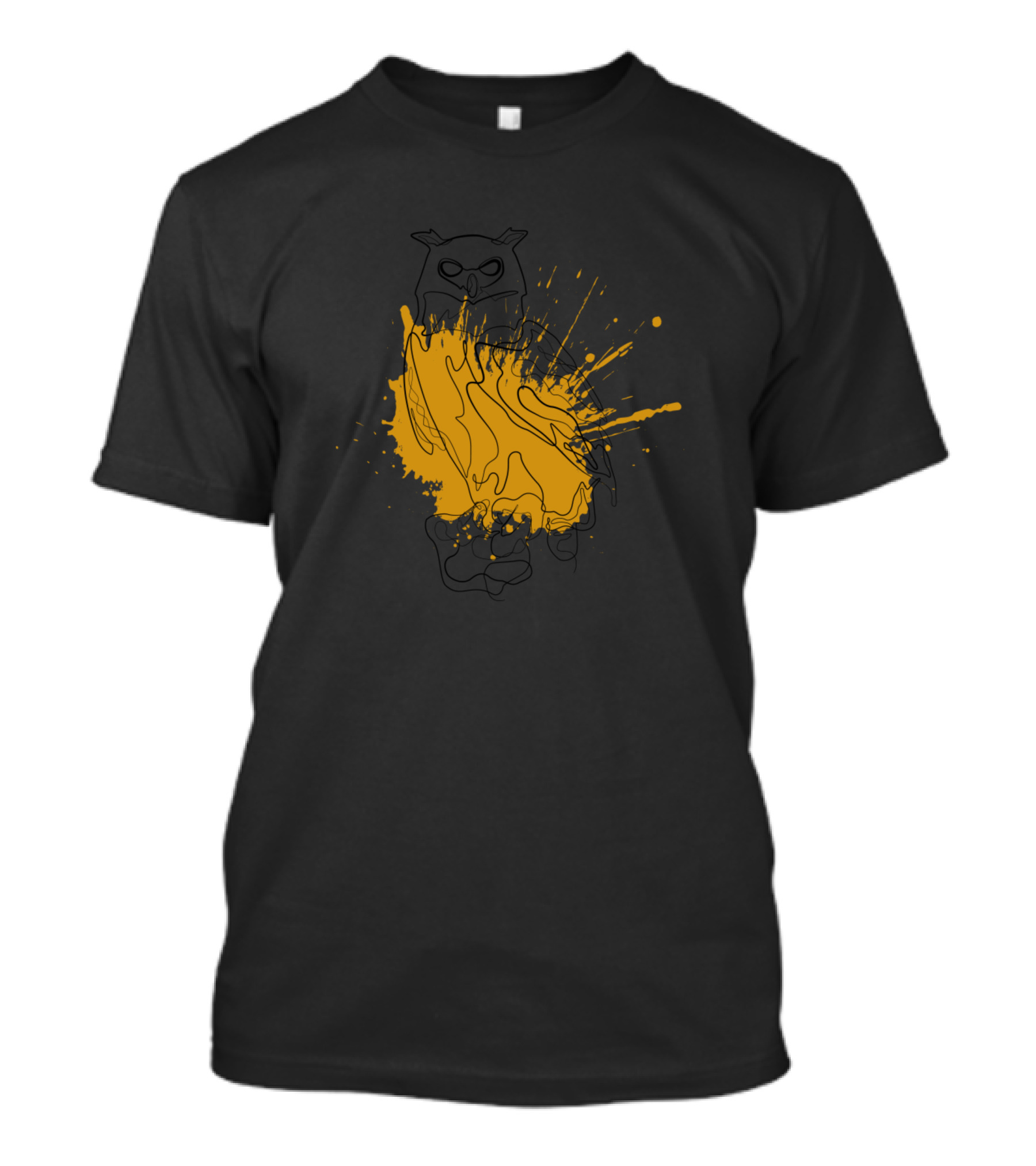 Eagle Owl One Line Drawing Splatter Effect T-Shirt