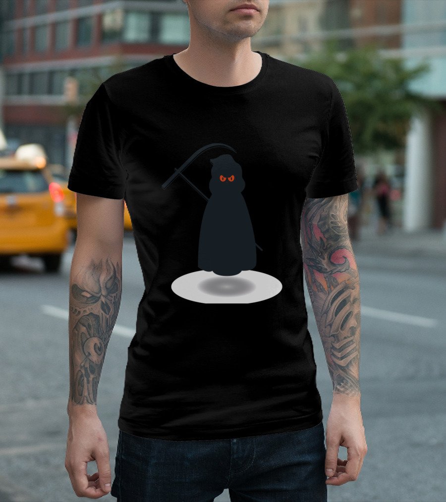 Halloween Ghost Scythe Phantom with Red Eyes T-Shirt