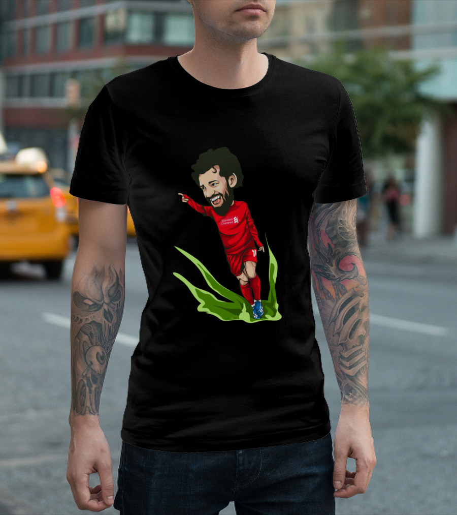 M Salah Liverpool Football Celebration Cartoon T-Shirt