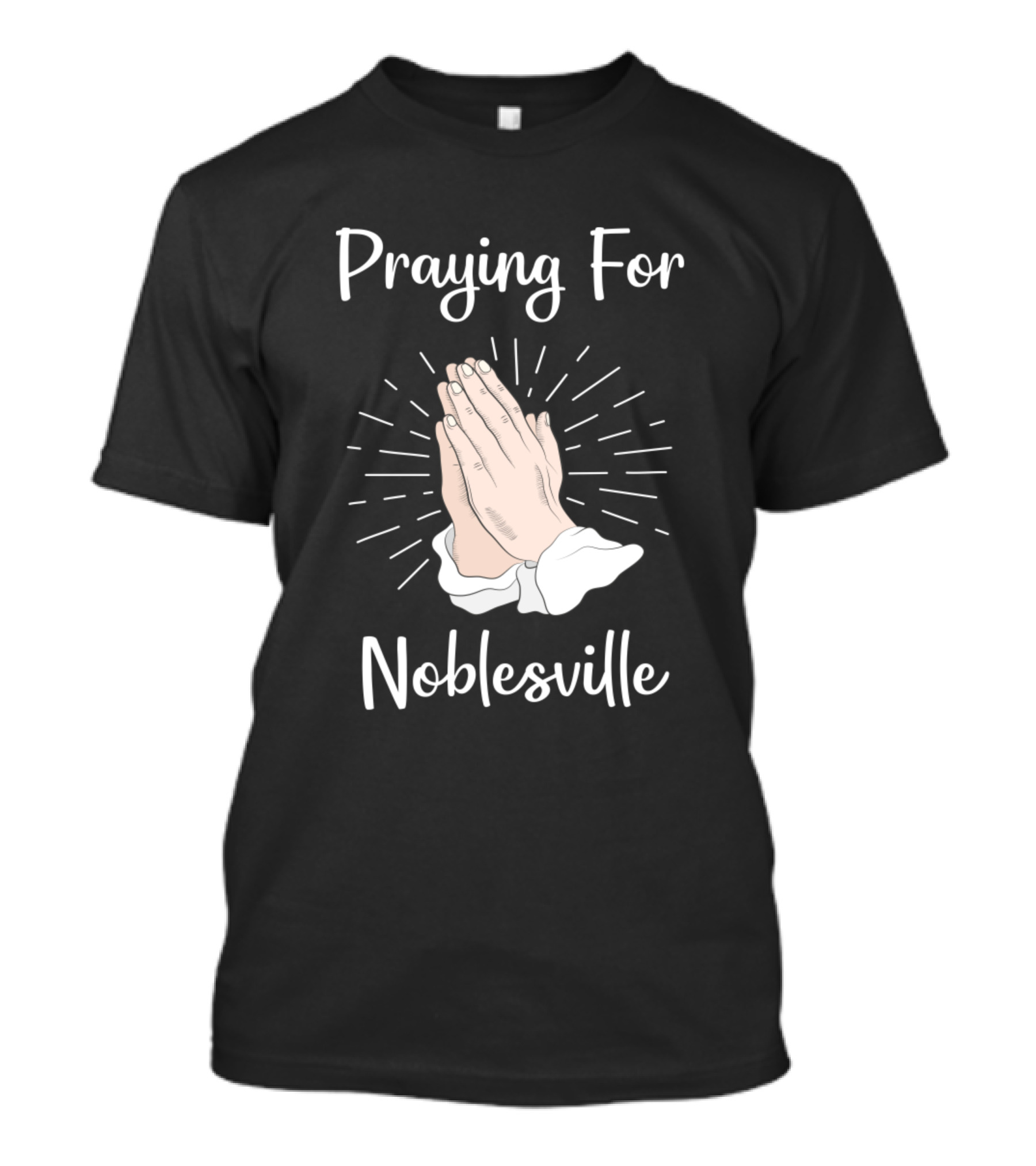 Praying For Noblesville Hands Symbol With Radiating Lines T-Shirt