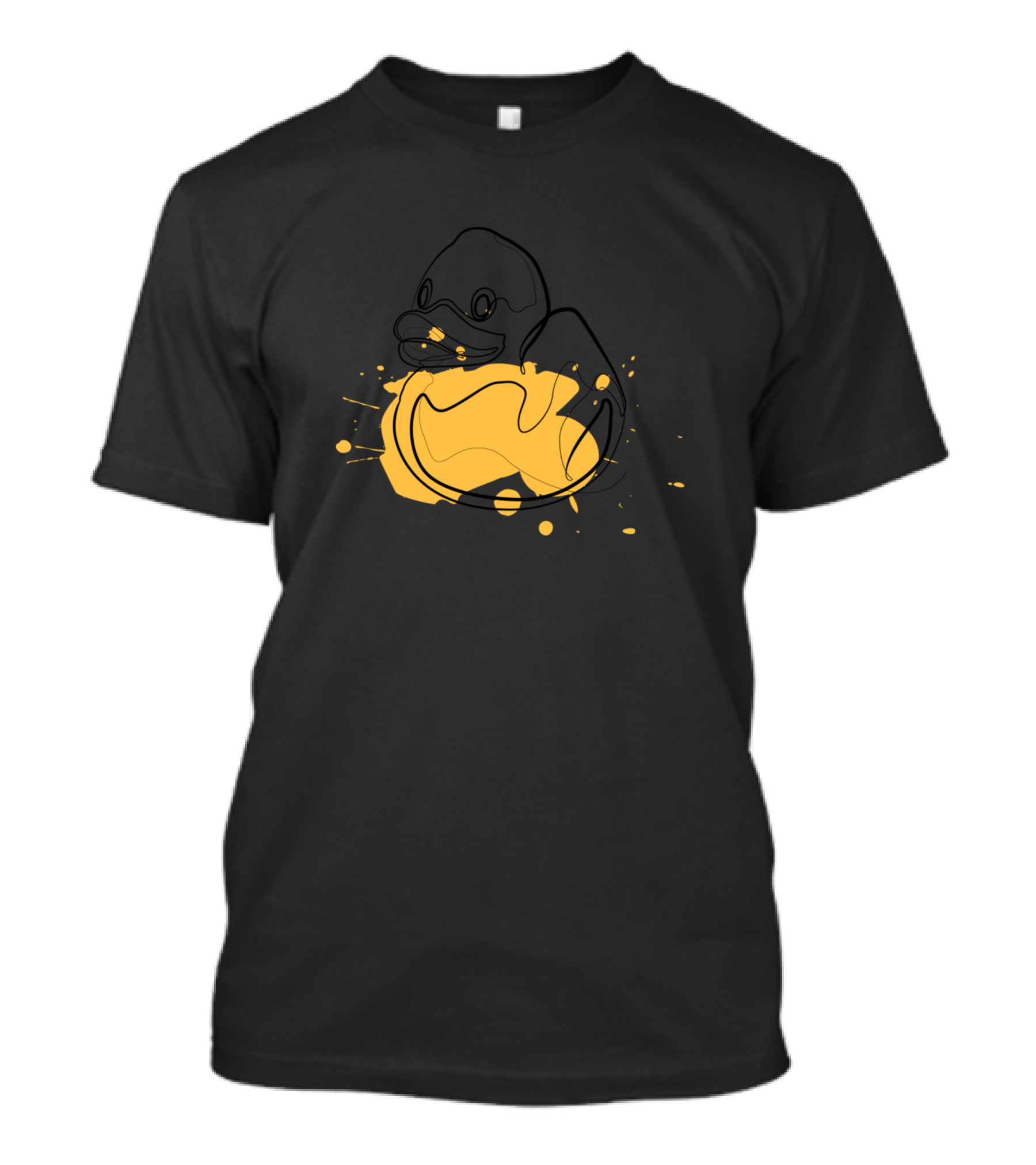 Rubber Duck One Line Drawing Yellow Splash T-Shirt