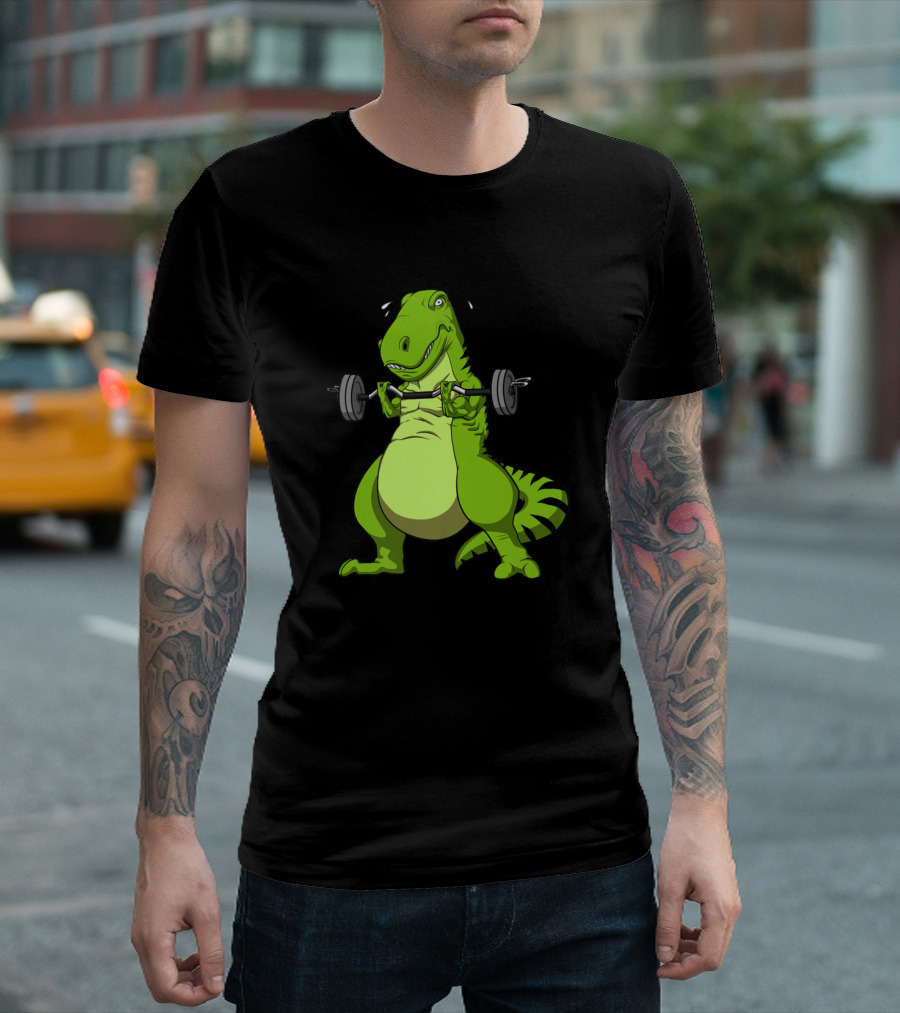 T Rex Dinosaur Fitness Gym Bodybuilder Weightlifting T-Shirt