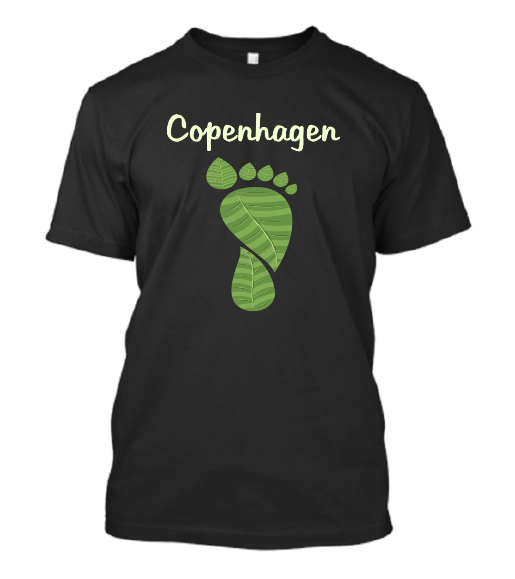 Copenhagen Green Leaf Footprint Design Denmark T-Shirt