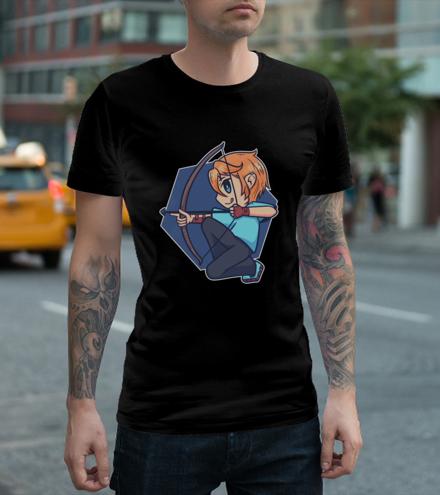 Archery Target Arrow Girls Cartoon Archer Bow Drawing T-Shirt