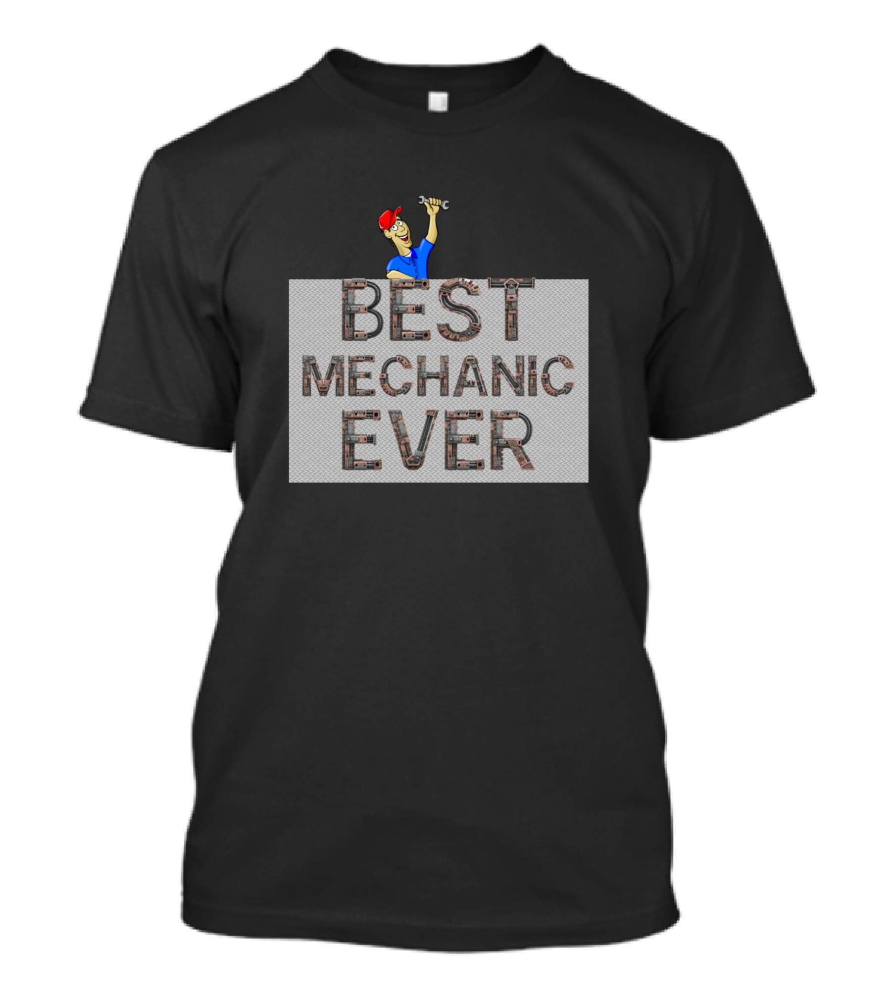 BEST MECHANIC EVER WRENCH HOLDING CARTOON CHARACTER T-Shirt