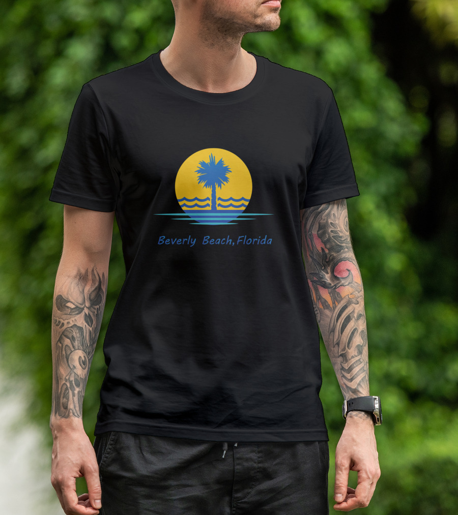 Beverly Beach Florida Palm Tree Sunrise Ocean Waves T-Shirt