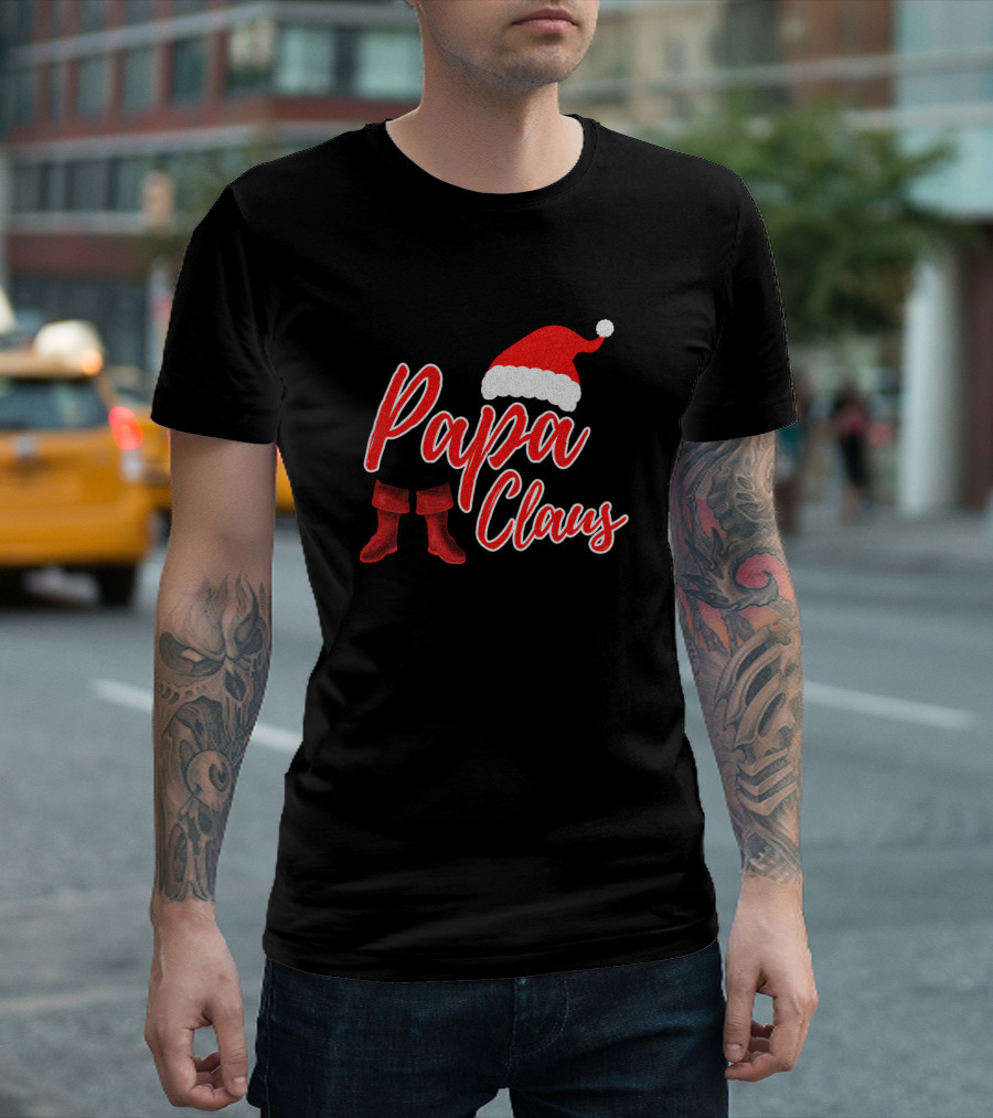 Papa Claus Santa Hat And Boots Christmas T-Shirt