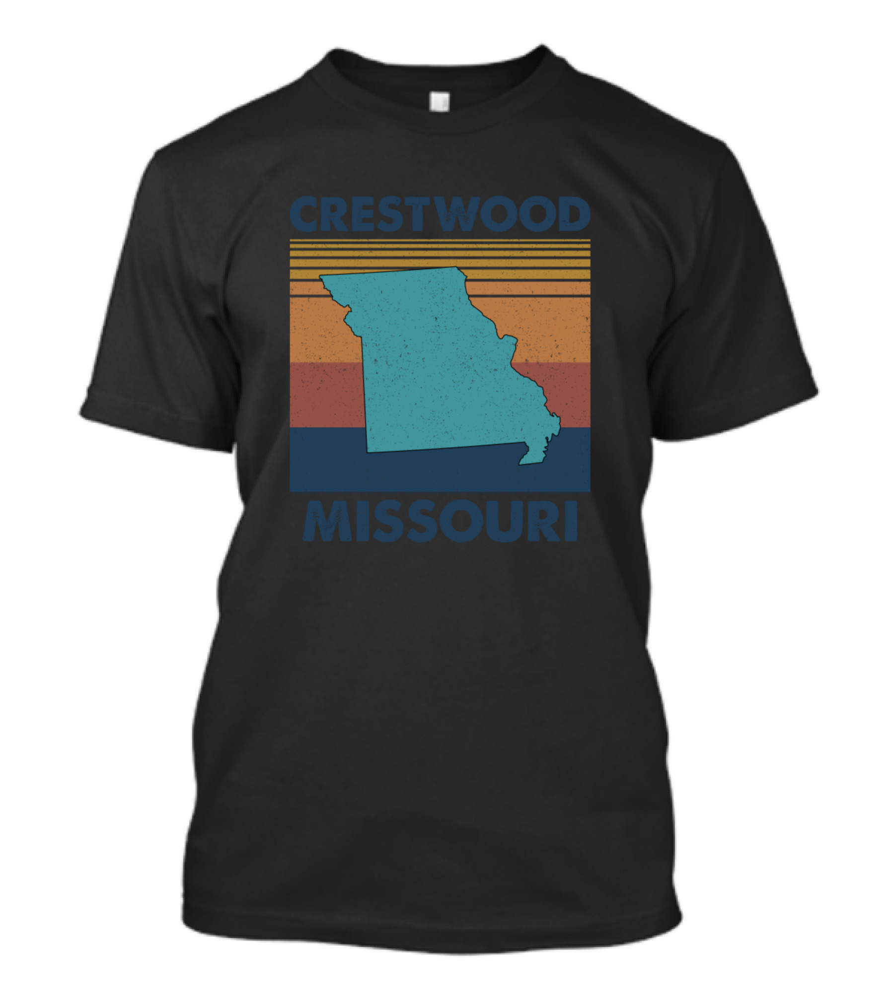 Crestwood Missouri Vintage State Outline Retro Stripes T-Shirt