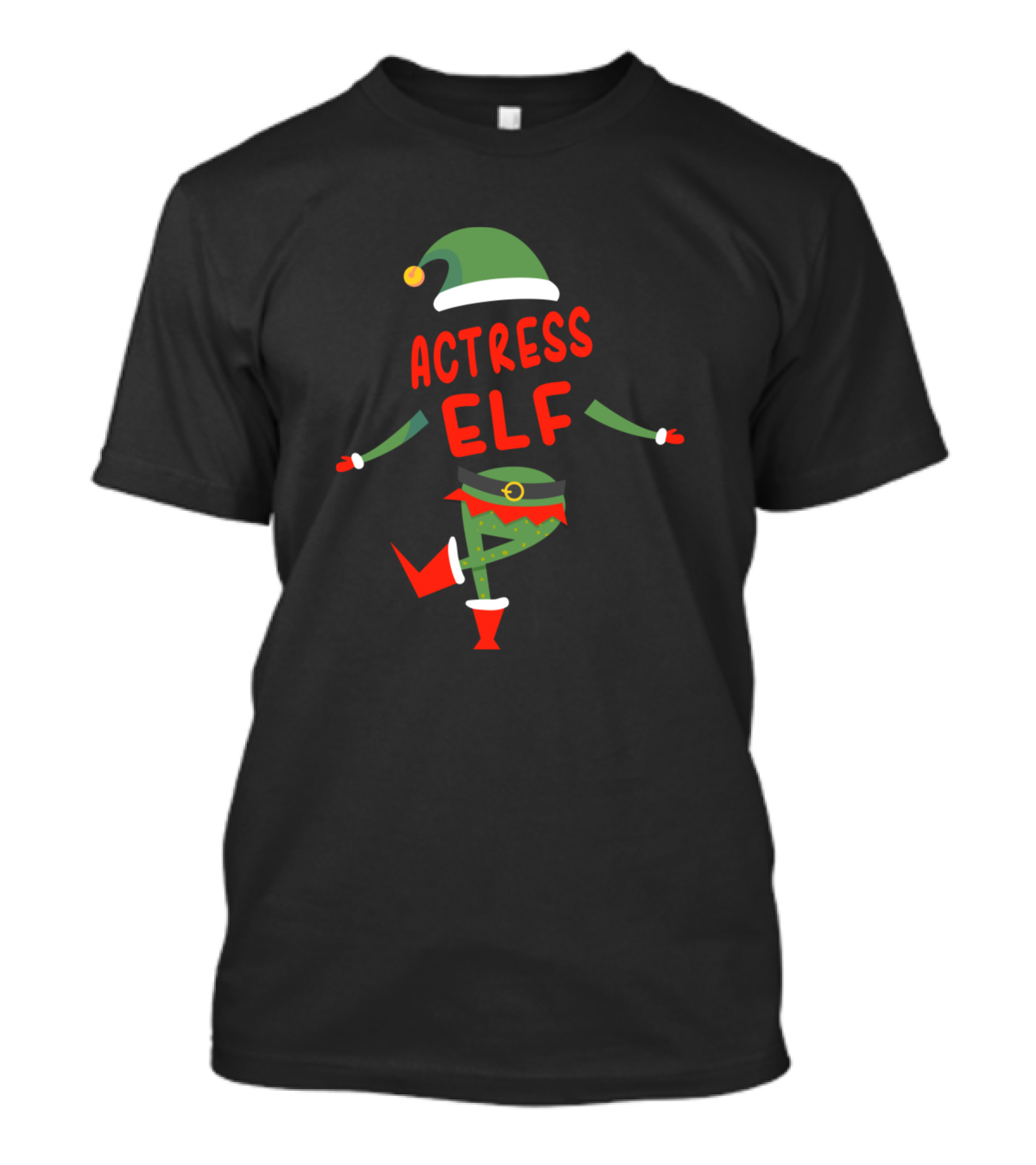 Actress Elf In Festive Green And Red Holiday Attire T-Shirt