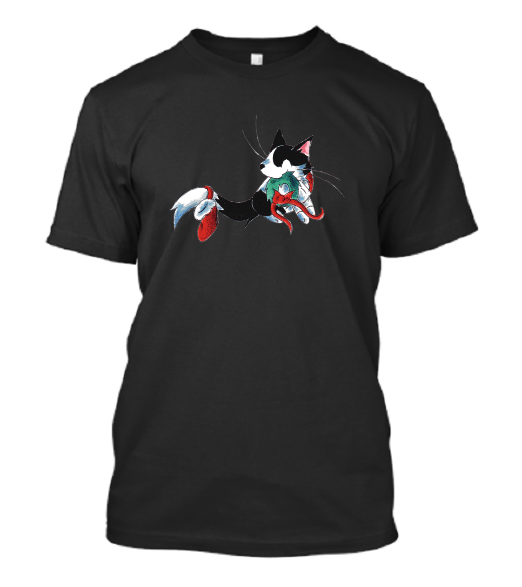 Holiday Cat In Festive Bow Tie And Scarf T-Shirt