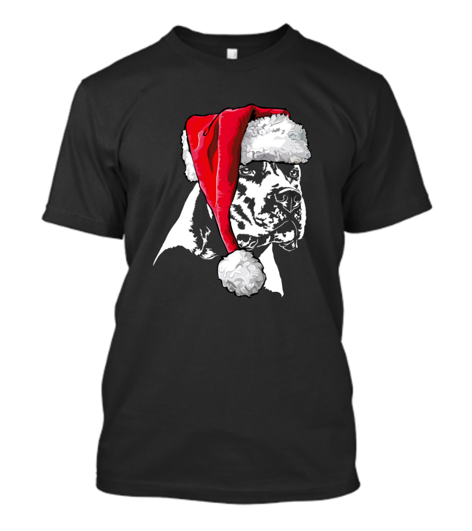 Funny Dogo Argentino Santa Christmas Dog Wearing Santa Hat T-Shirt