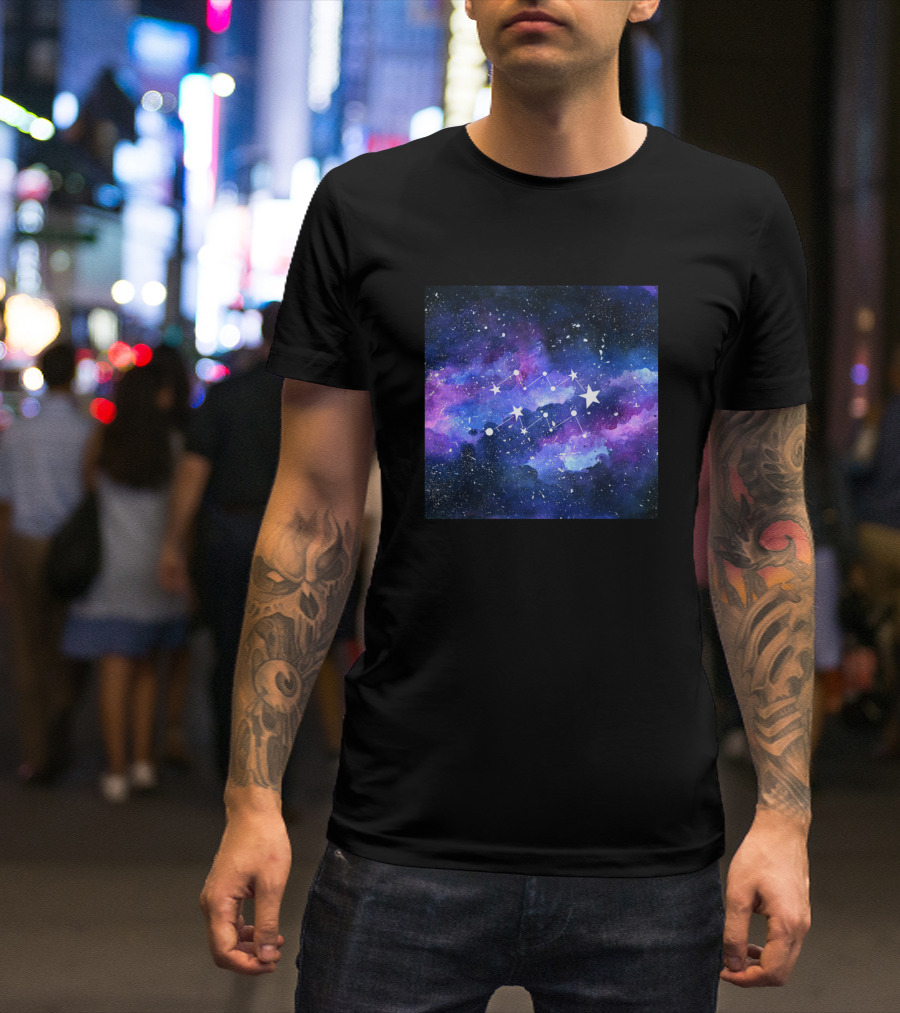 Aquarius Constellation In Vibrant Galaxy Starry Skies T-Shirt