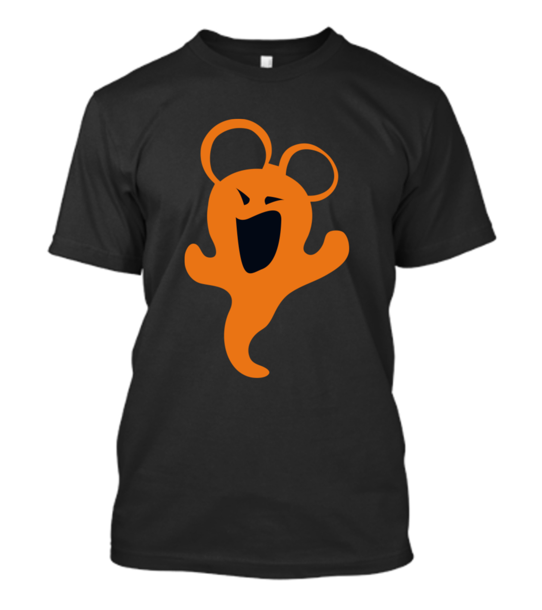 Ghost Black Scary Halloween Funny Orange Mickey Ears T-Shirt