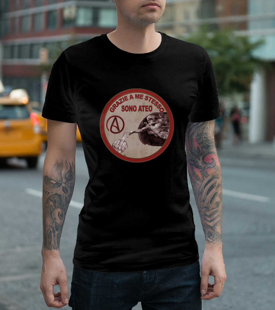Grazie A Me Stesso Sono Ateo Creation of Adam Parody with Anarchy T-Shirt