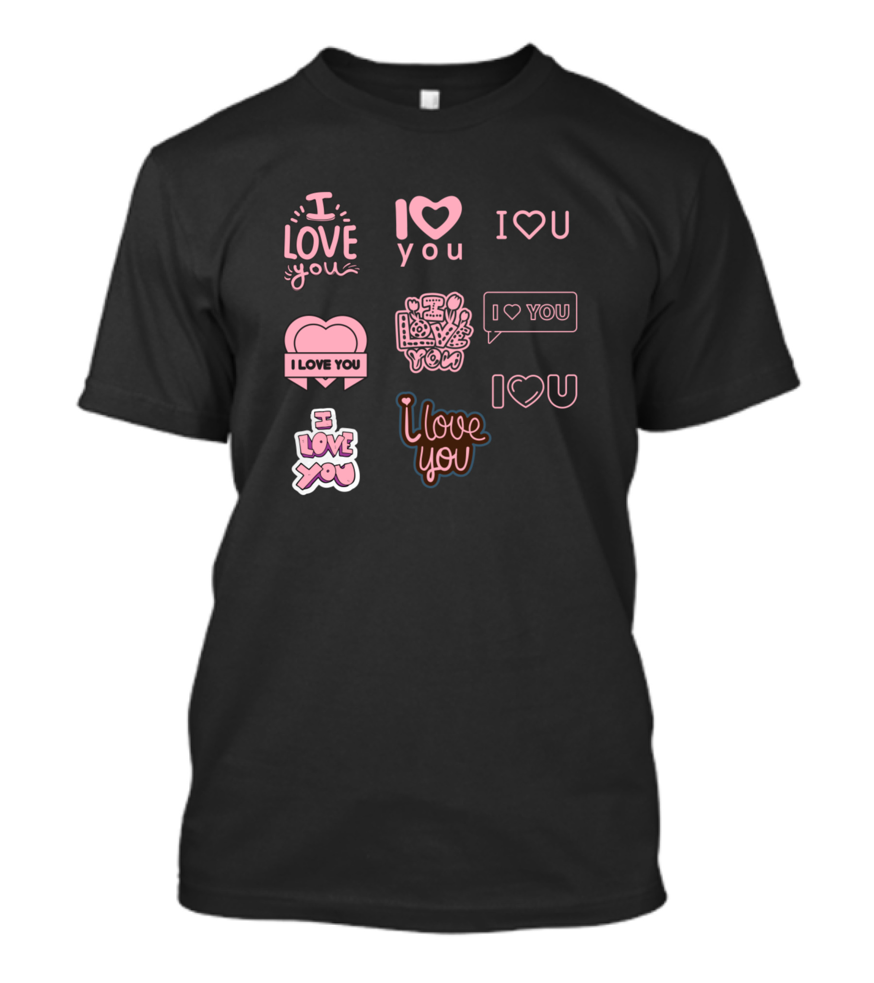 I Love You Pink Heart Text Variations Collection T-Shirt