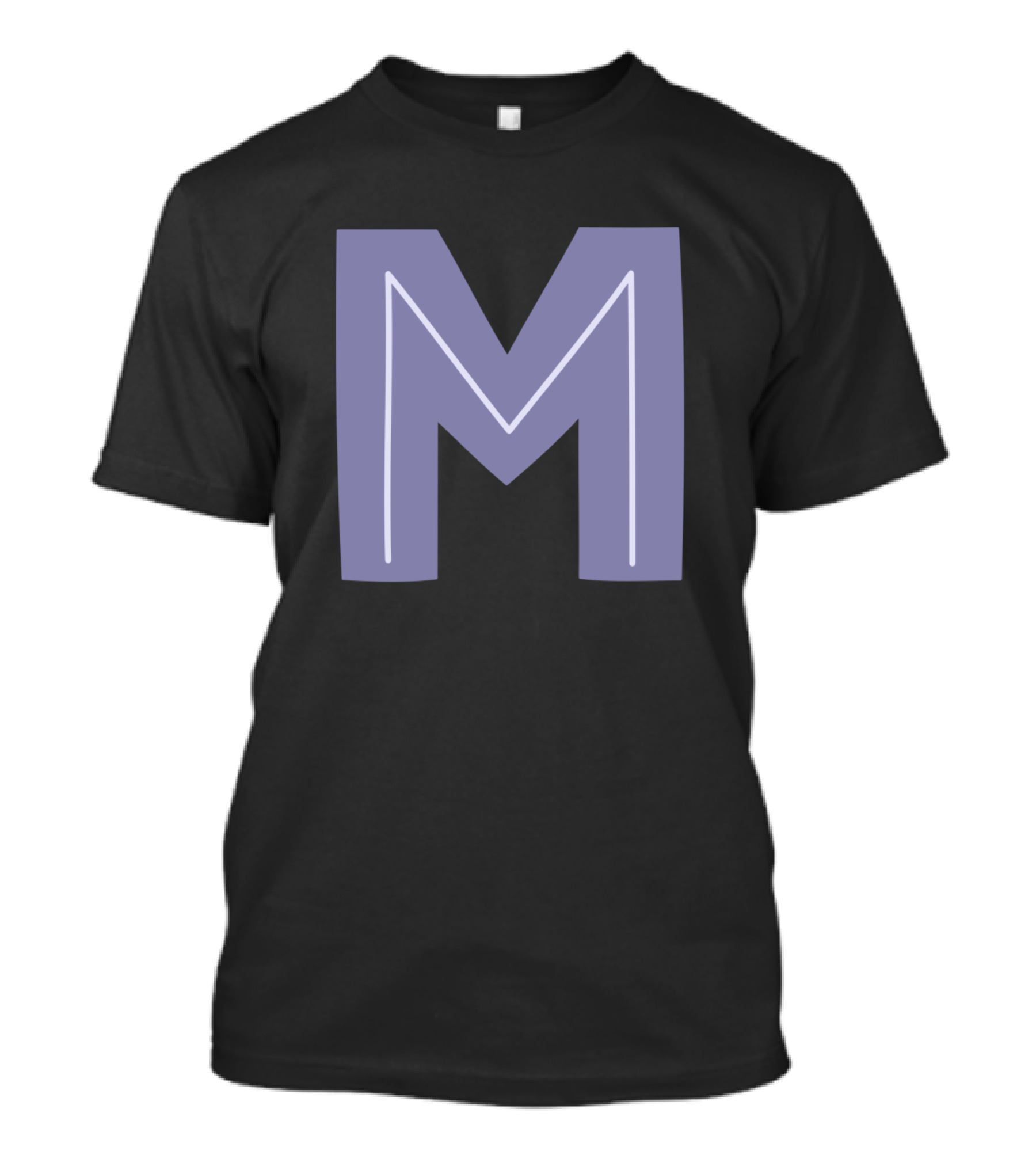 M Forest Alphabet Block Style Purple Letter T-Shirt