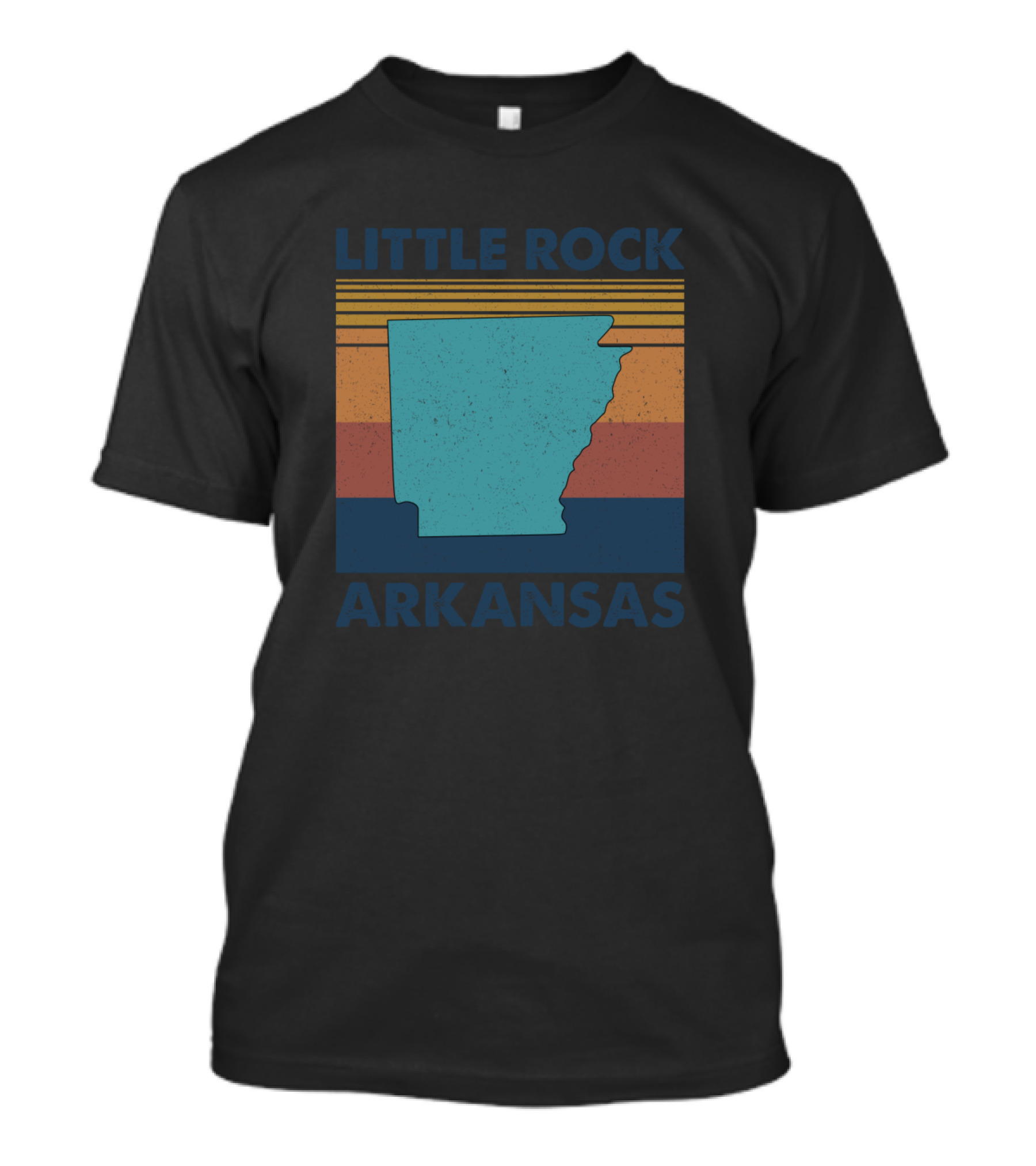 Little Rock Arkansas Retro Stripes Map T-Shirt