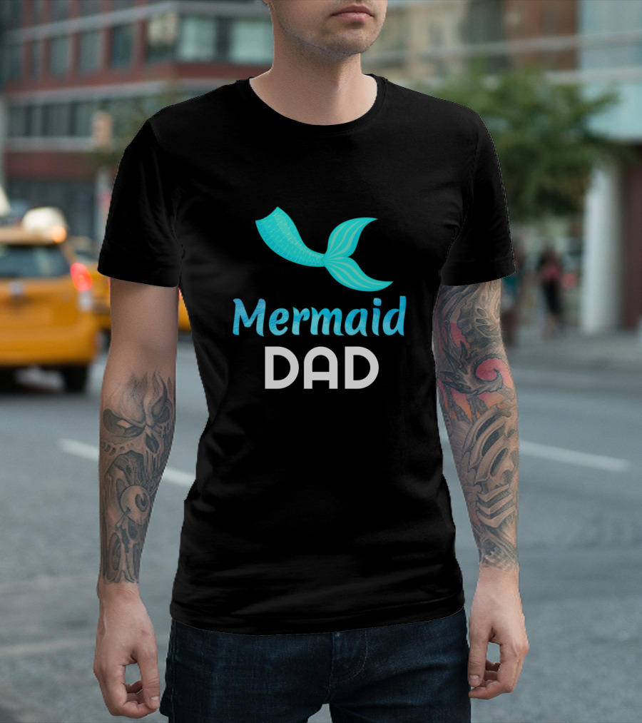 Mermaid Dad Blue Tail T-Shirt