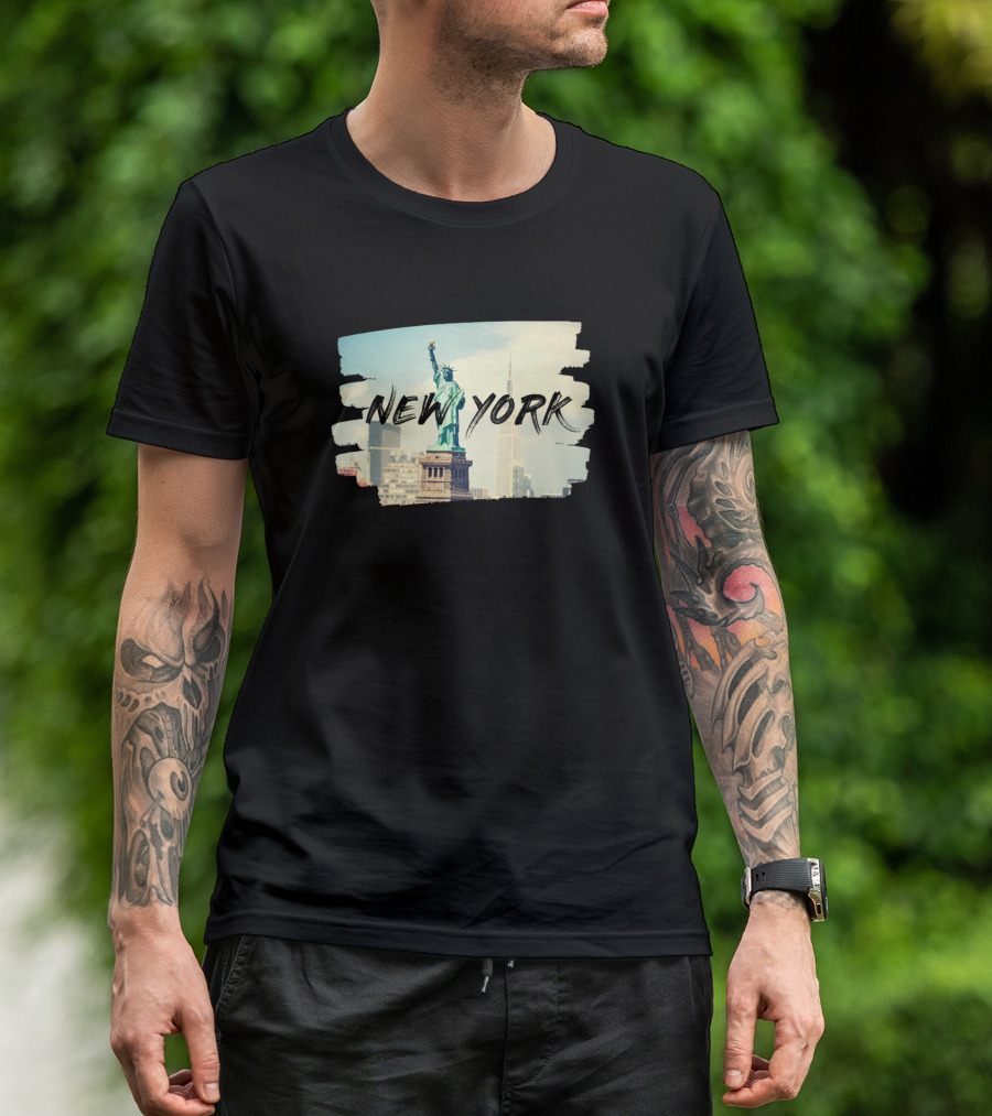 Statue Of Liberty And Empire State Building New York T-Shirt