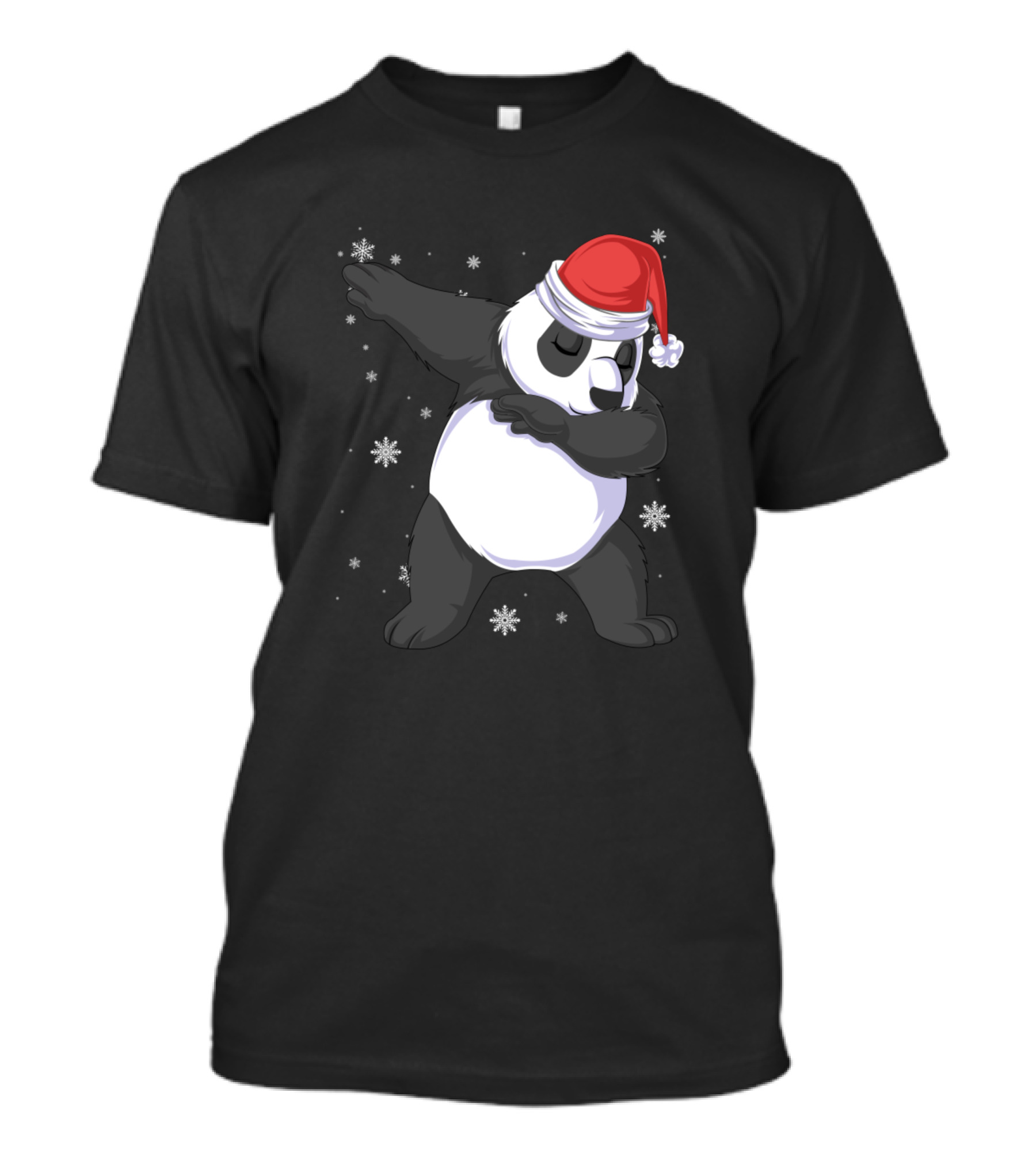 Panda Dabbing Santa Hat Snowflakes T-Shirt