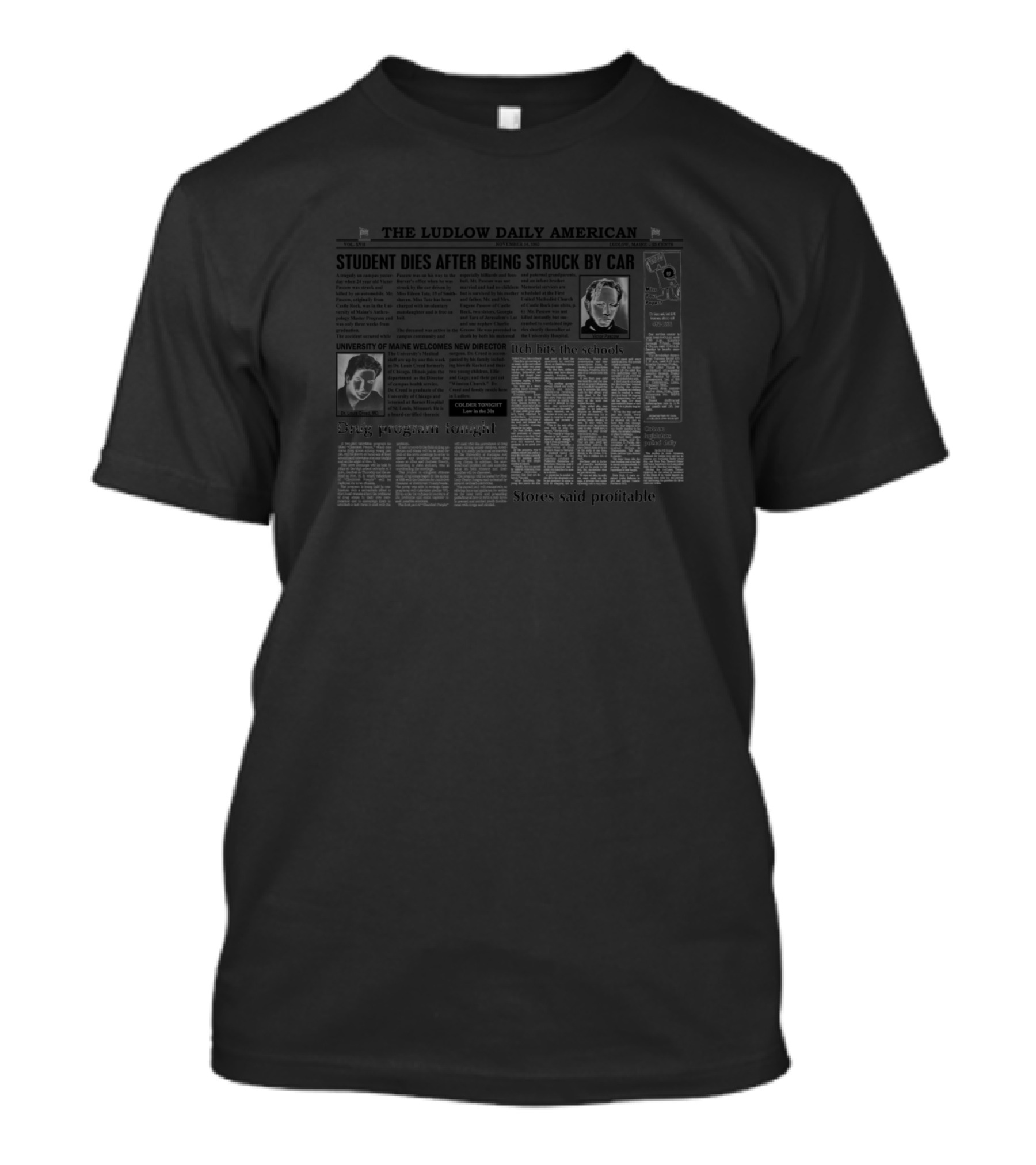 The Ludlow Daily American Pet Sematary Newspaper Student Dies After Being Struck By Car T-Shirt