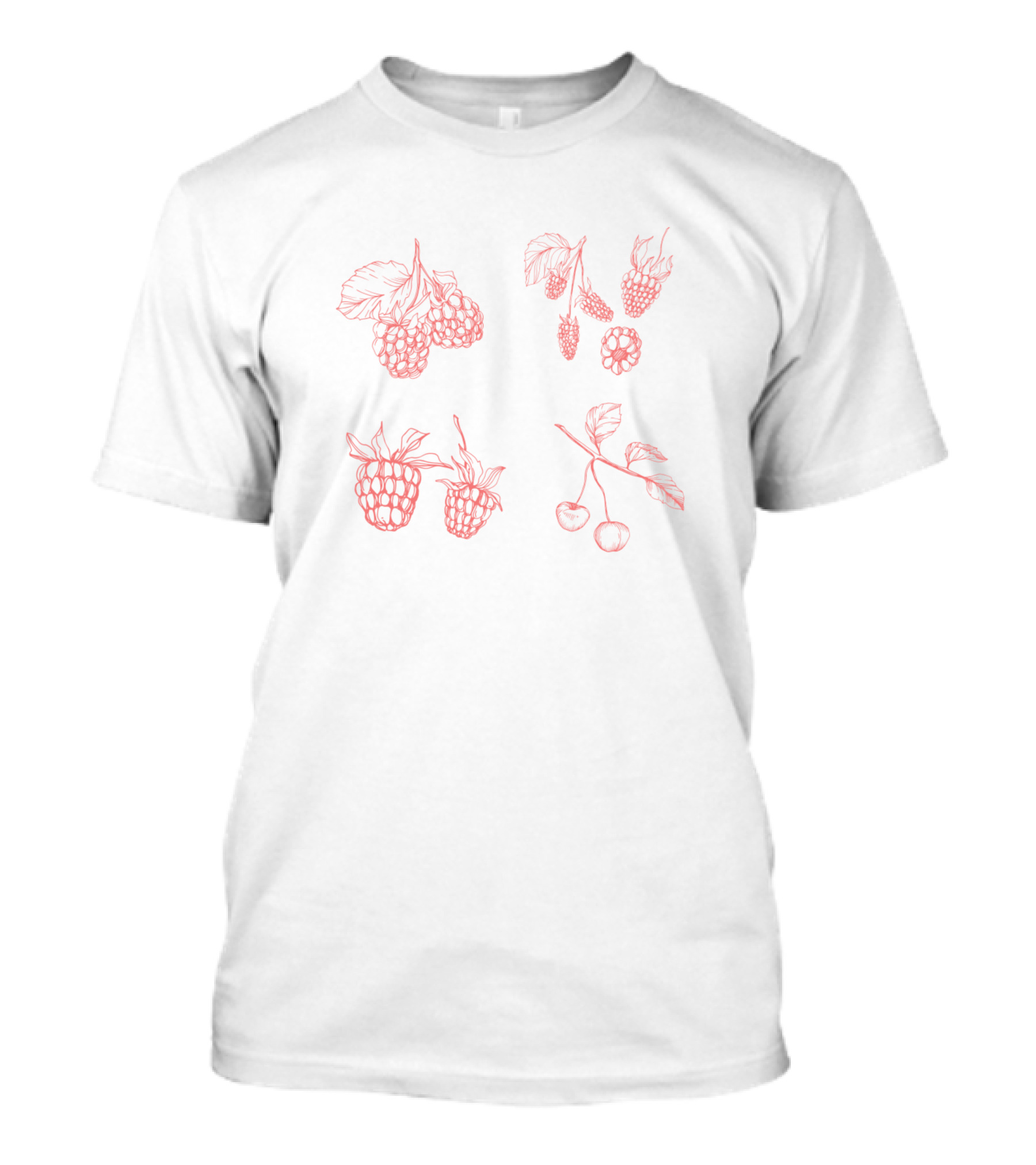 Pink Blackberries And Cherries Fruits T-Shirt