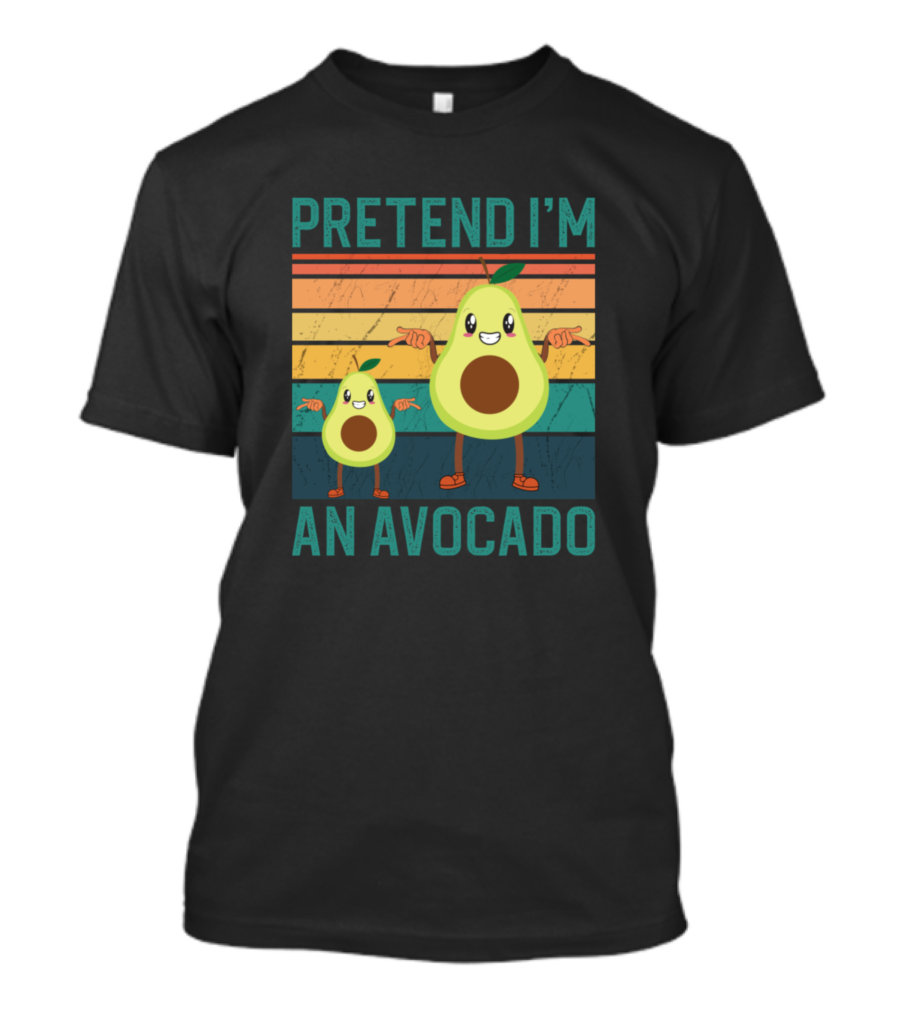 Pretend I'm An Avocado With Cute Cartoon Avocados And Retro Stripes T-Shirt