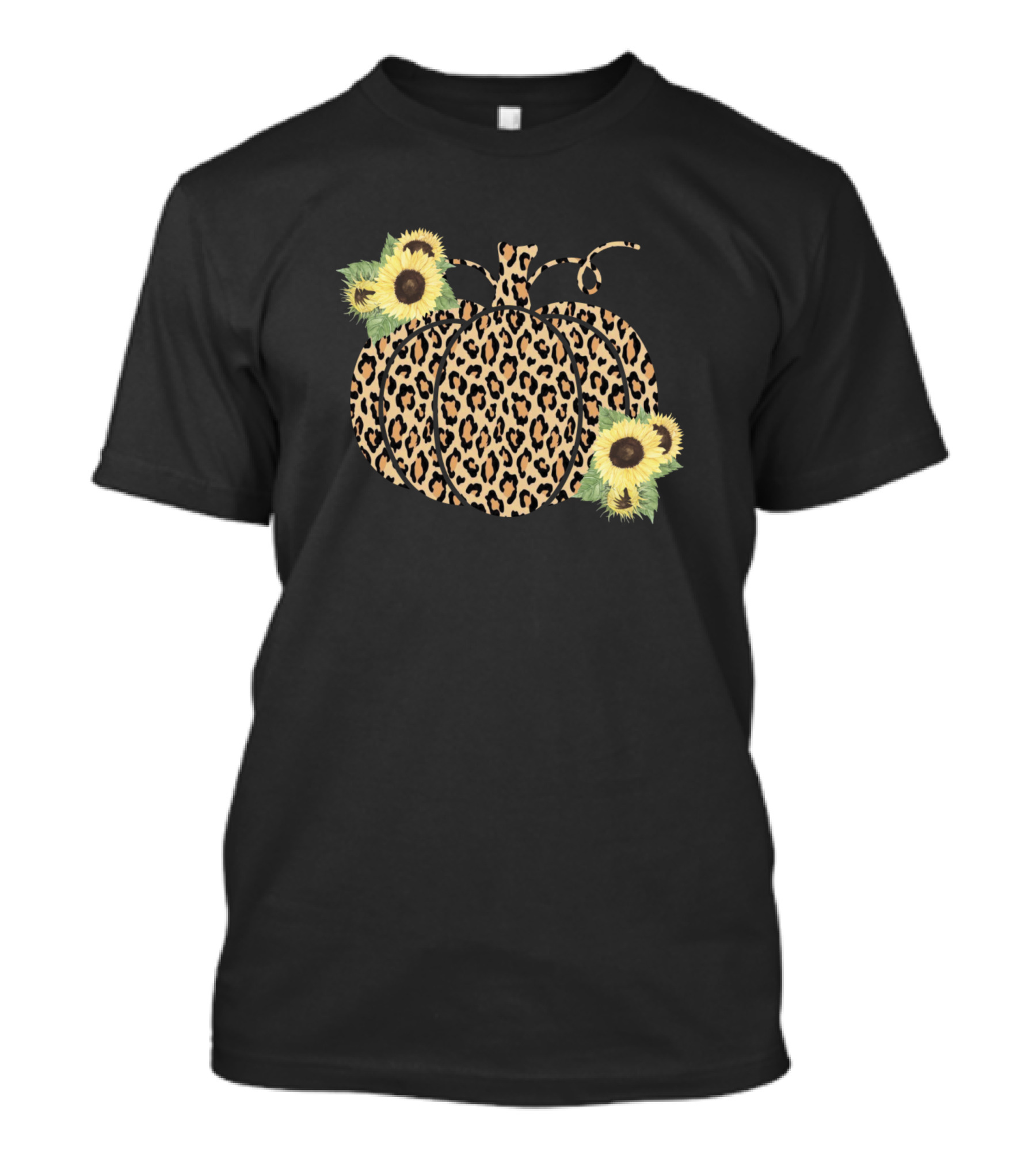 Pumpkin Leopard Sunflower Funny Fall Harvest Vibes T-Shirt