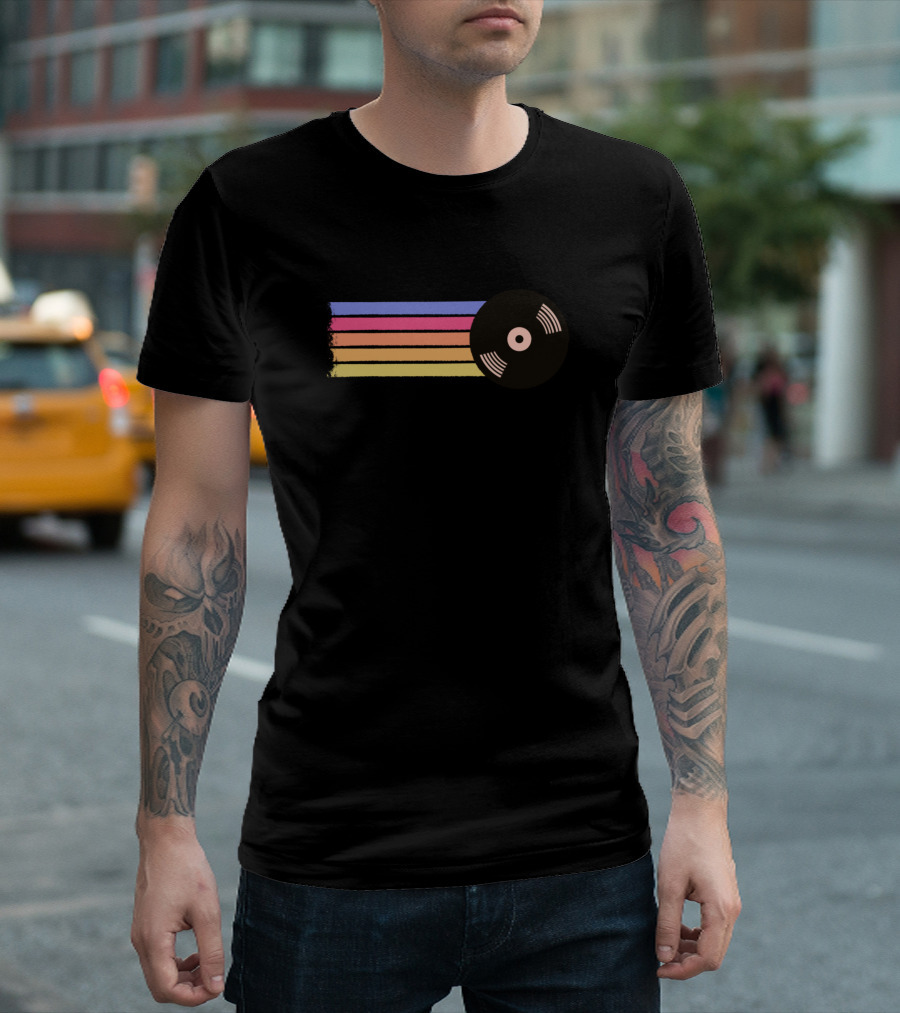 Retro Vinyl Records Music Stripes T-Shirt