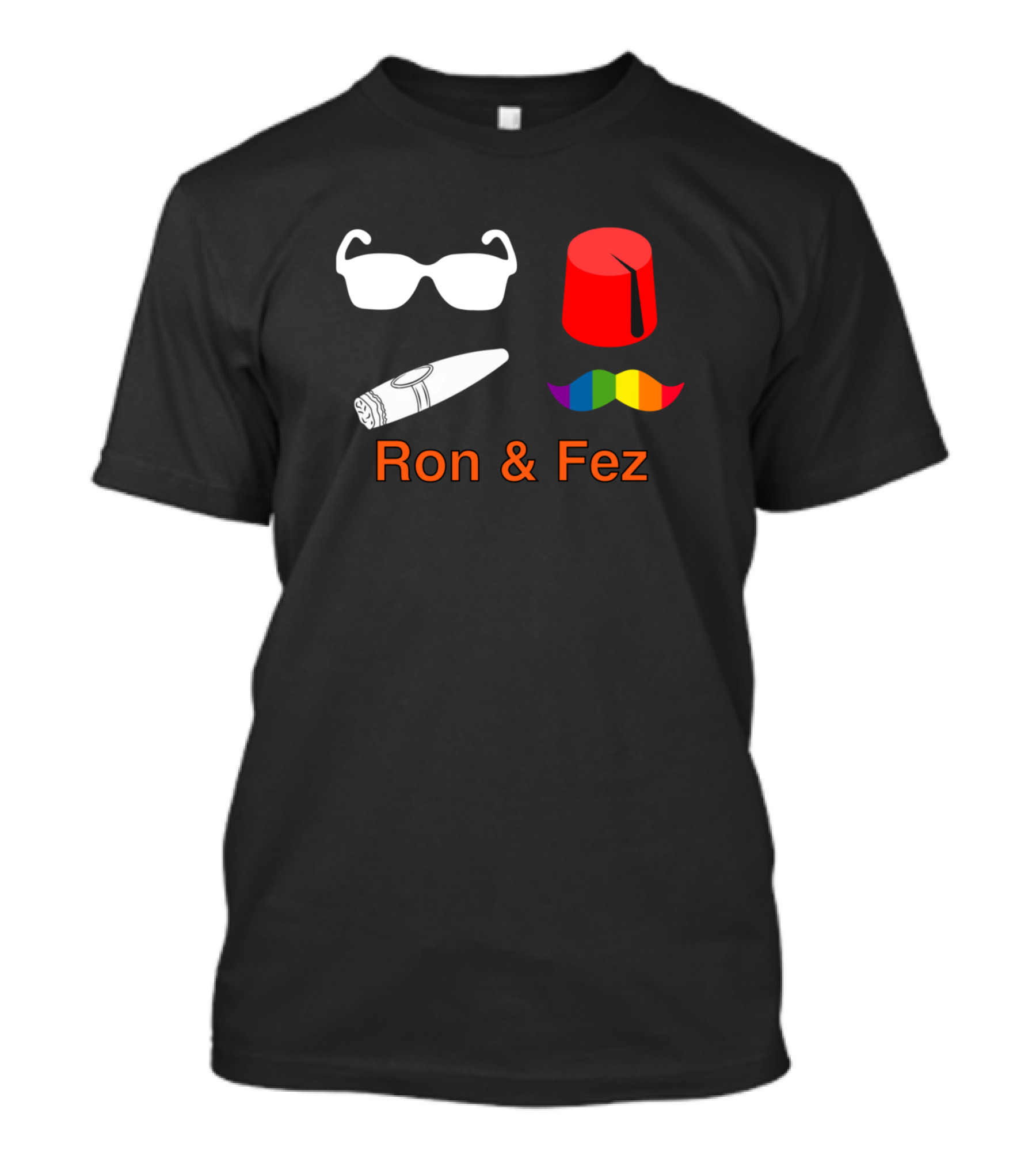 Ron And Fez Sunglasses Cigar Fez Rainbow Mustache T-Shirt