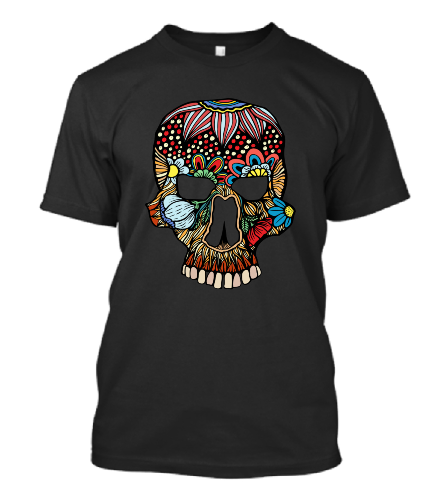 Skull Flower Colorful Floral T-Shirt