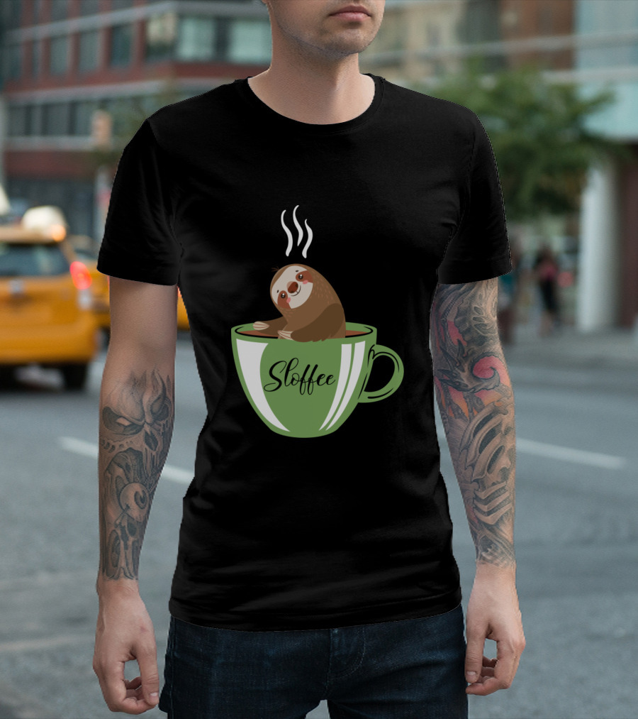 Sloffee Coffee Lover Fanatic Sloth In A Cup T-Shirt