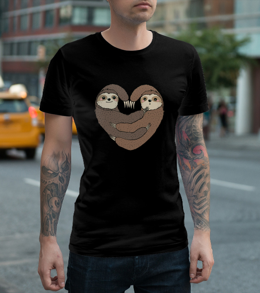 Sloth Lover Heart Hugging Sloths T-Shirt