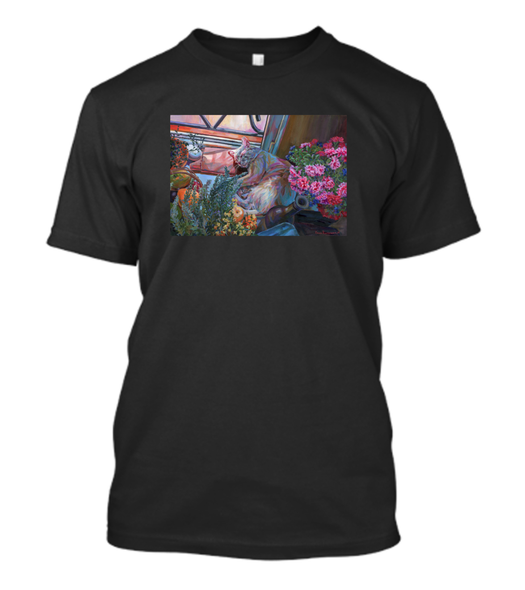 Sweet Dreams Cats And Flowers By The Window T-Shirt