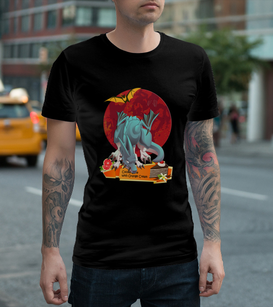 Azure Dragon With Cocoa Cake And Orange Cream Under The Red Moon With Bat T-Shirt