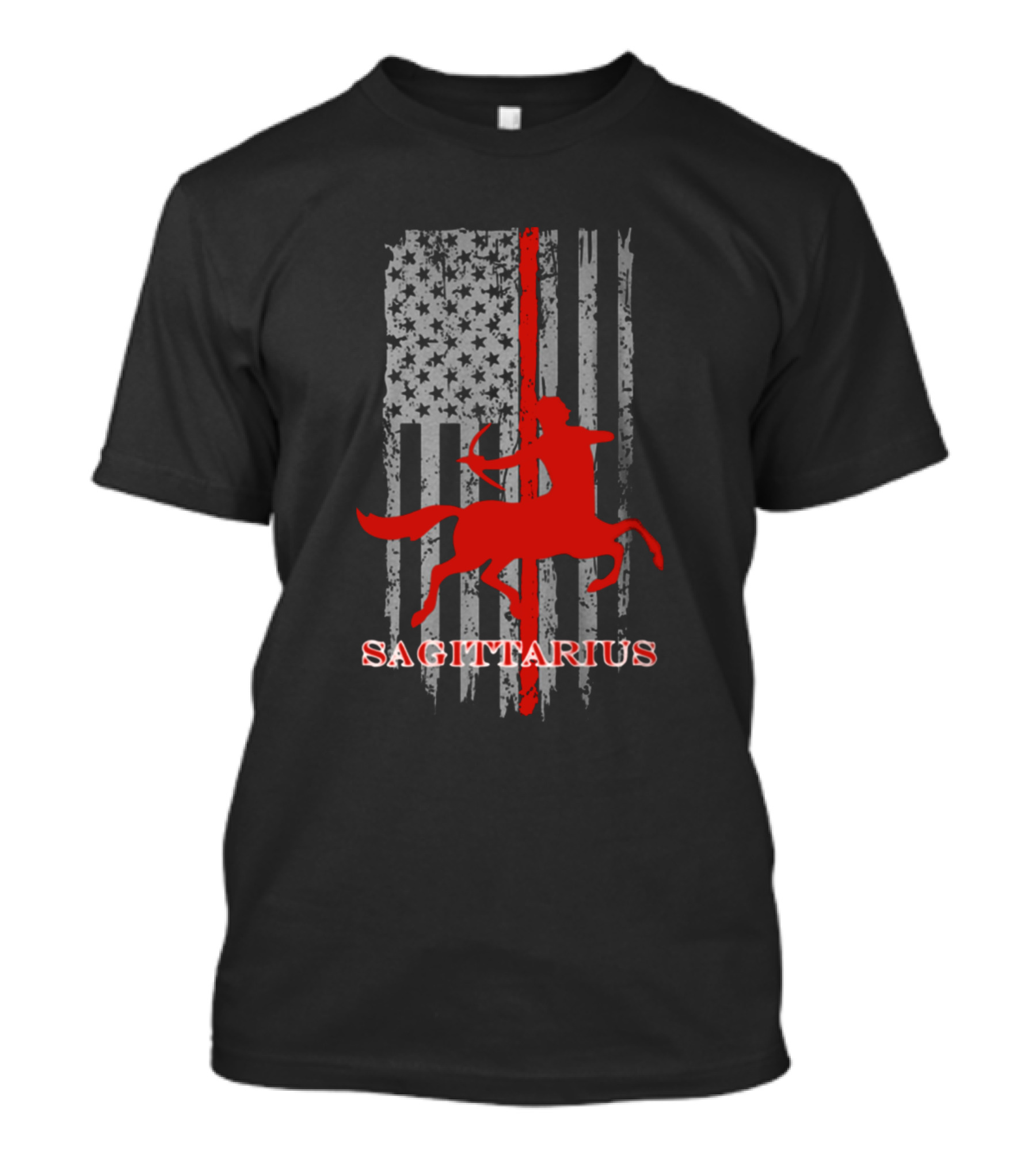 Sagittarius Zodiac American Flag T-Shirt
