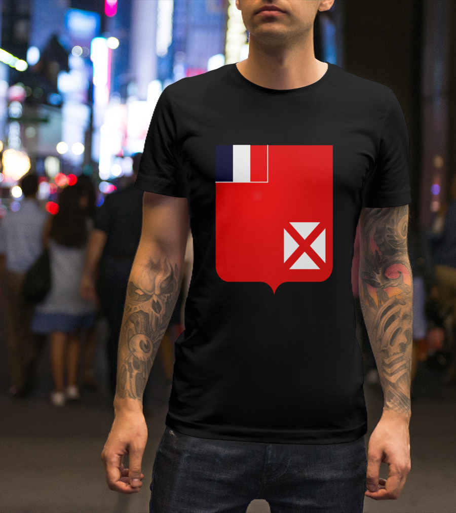 Wallis And Futuna Flag Coat Of Arms Symbol France Emblem T-Shirt