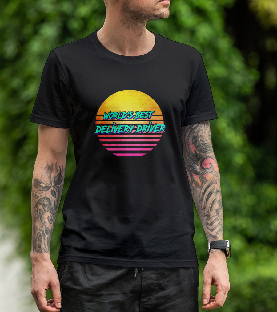 World's Best Delivery Driver Retro Sunset T-Shirt