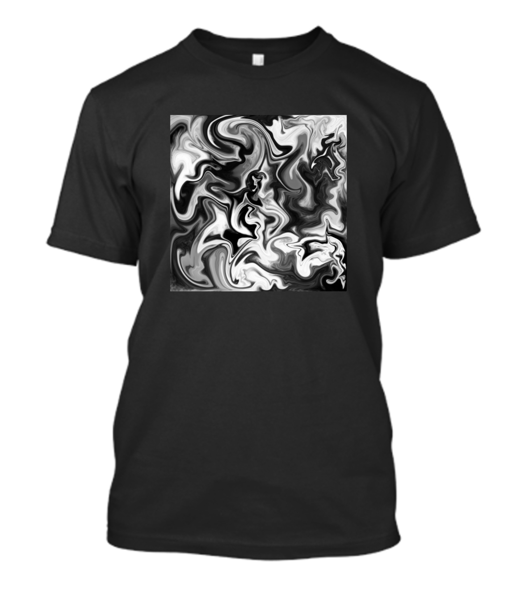 Fluid Black And White Marbleized Ink Pattern Swirl T-Shirt