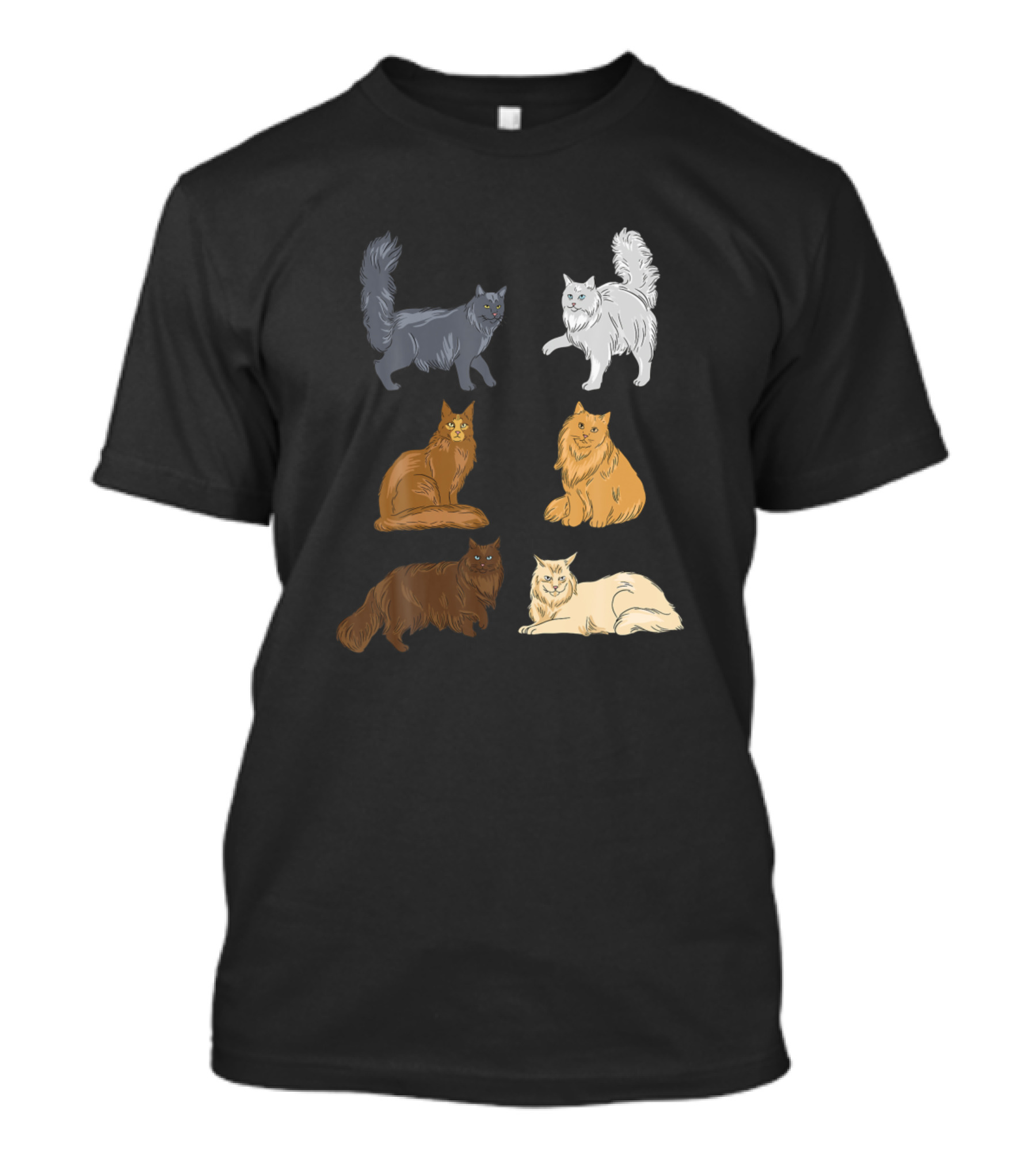 Maine Coon Cat Lover Funny Coffee Enthusiast In Charming Feline Poses T-Shirt