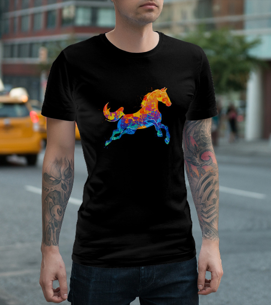 Galloping Horse Rodeo Event Vibrant Saddle Horse Equine T-Shirt