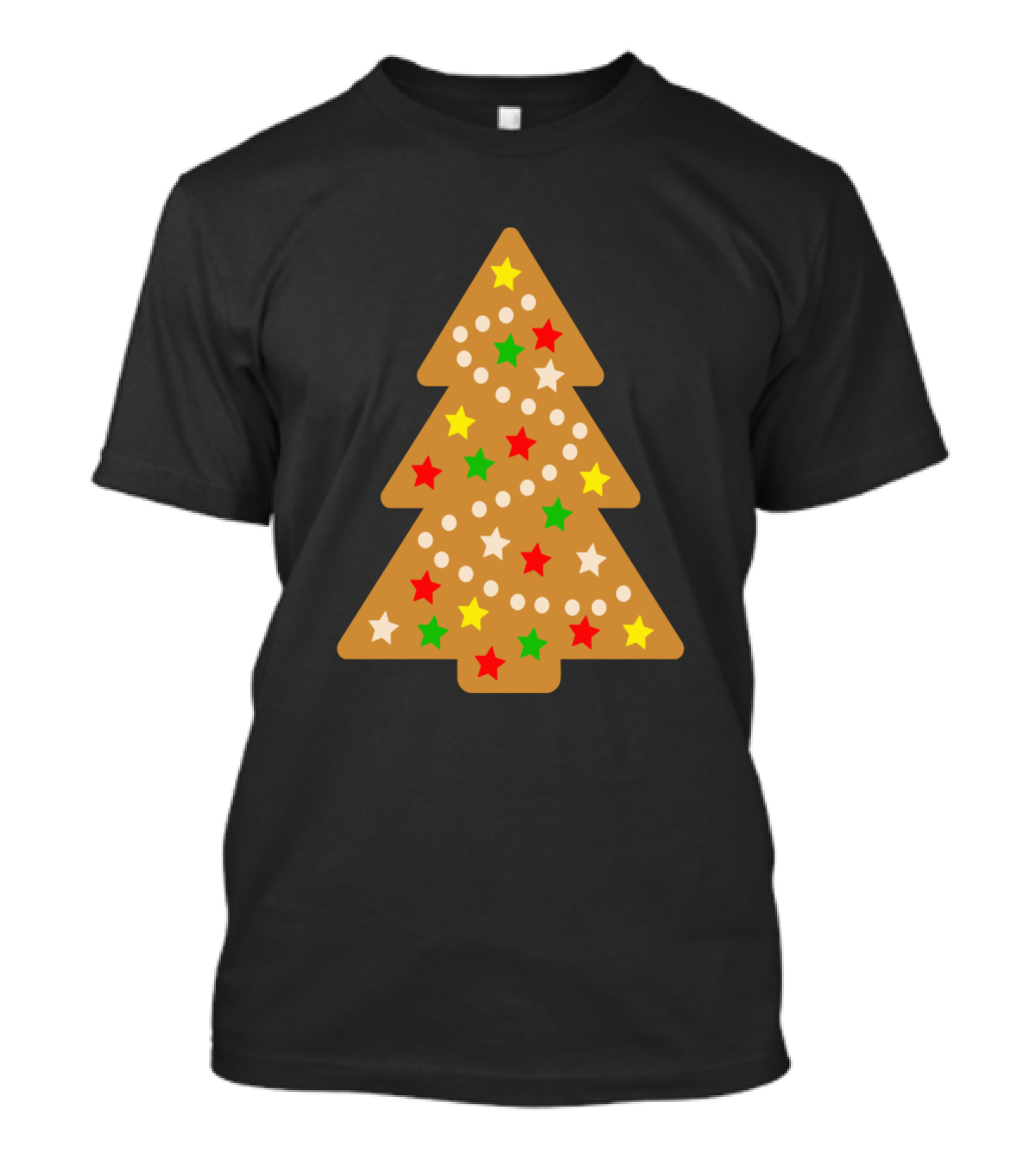 Gingerbread Christmas Tree With Colorful Star Decorations T-Shirt